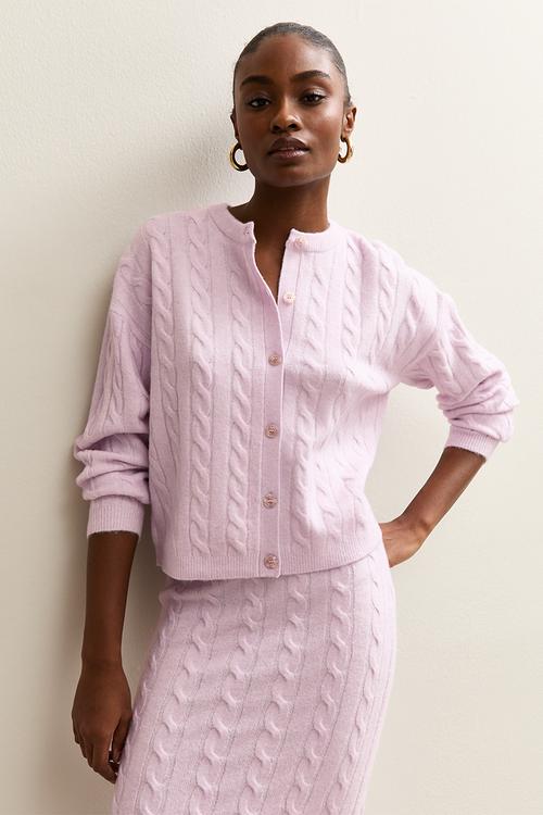 Cable cardigan - lilac