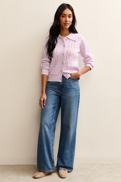Ripley cable collar cardi - lilac