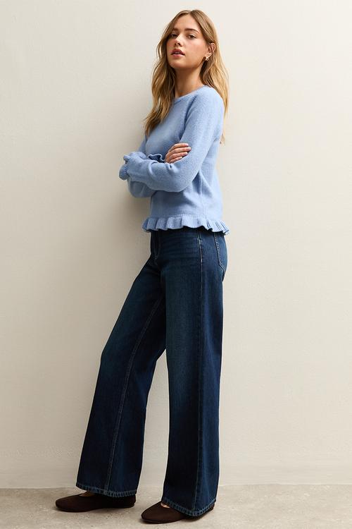 Ruffle jumper - mid blue