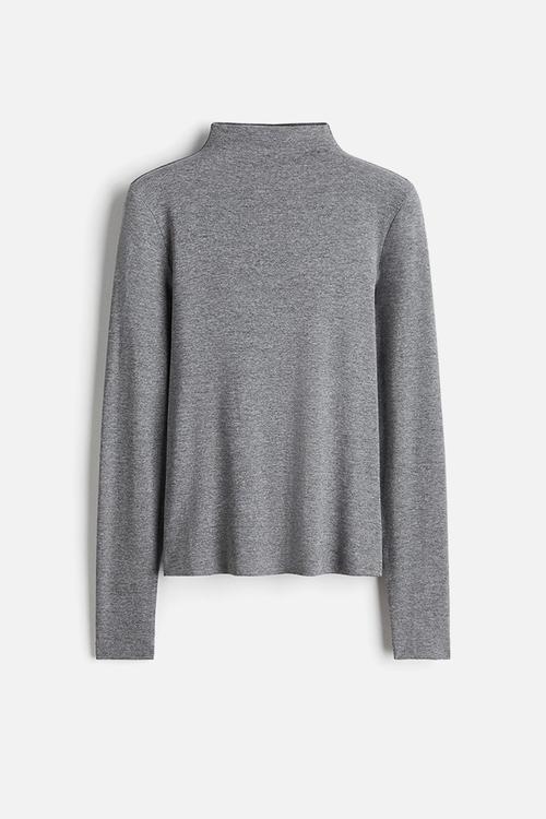 Turtleneck top - grey marl
