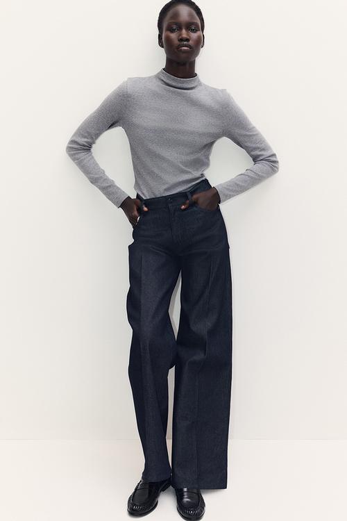 Turtleneck top - grey marl