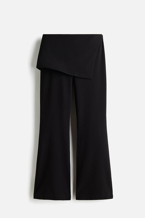 Skirt-layered trousers - black