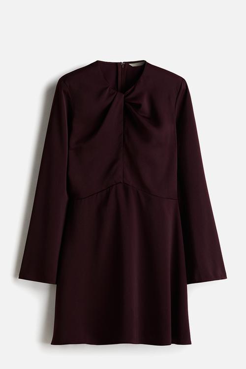 Twist-detail dress - burgundy