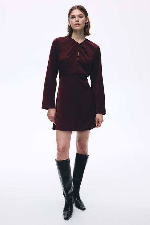 Twist-detail dress - burgundy