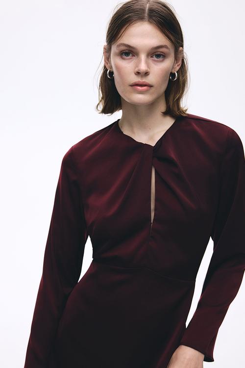 Twist-detail dress - burgundy