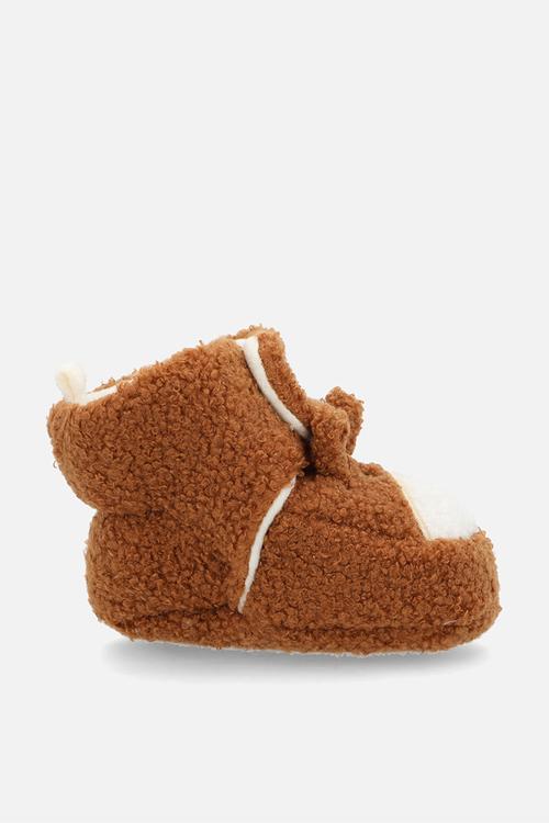 Fleece slipper boots - dark brown