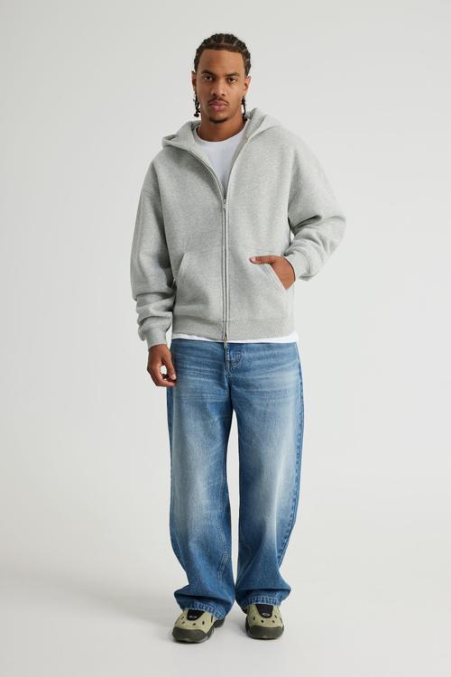 Authentics Oversized Zip Thru Hoodie - Grey Marle