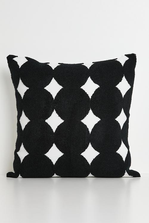 Tufted geometric polka dot cushion cover - black/white