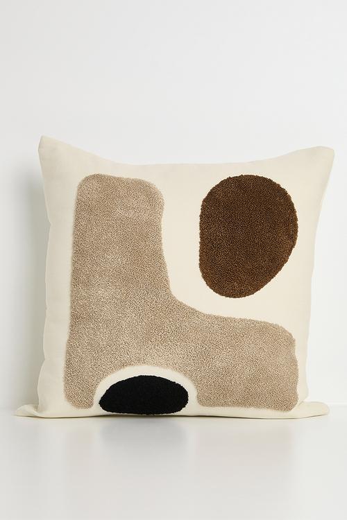 Textured abstract design cushion cover - burnished cream/multi