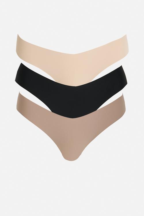 The Invisible G String Brief 3 Pack - Black/Frappe/Maple Sugar