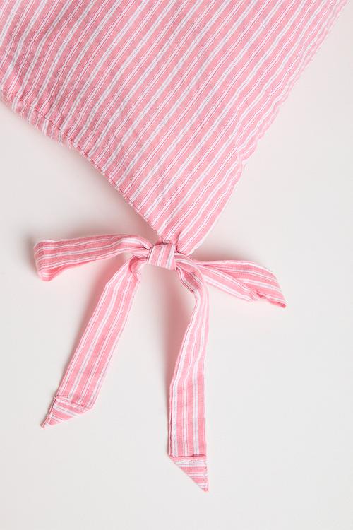 Bow cornered pillow cover - pink