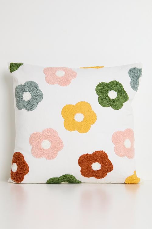 Floral all-over cushion cover - white
