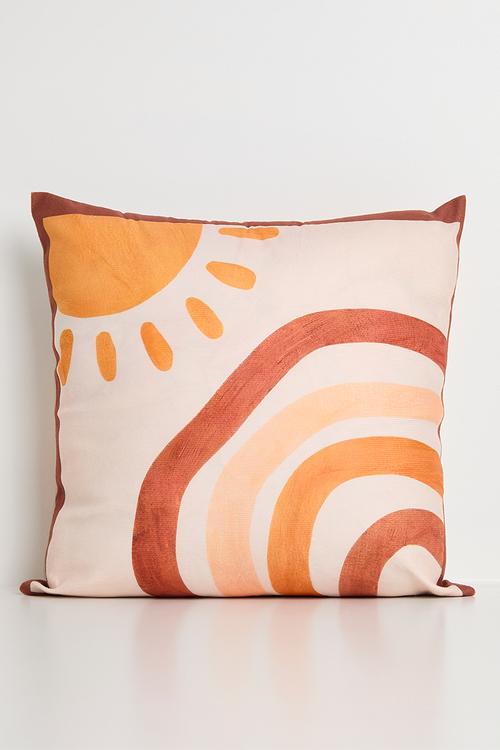 Sun and rainbow cushion cover - light beige