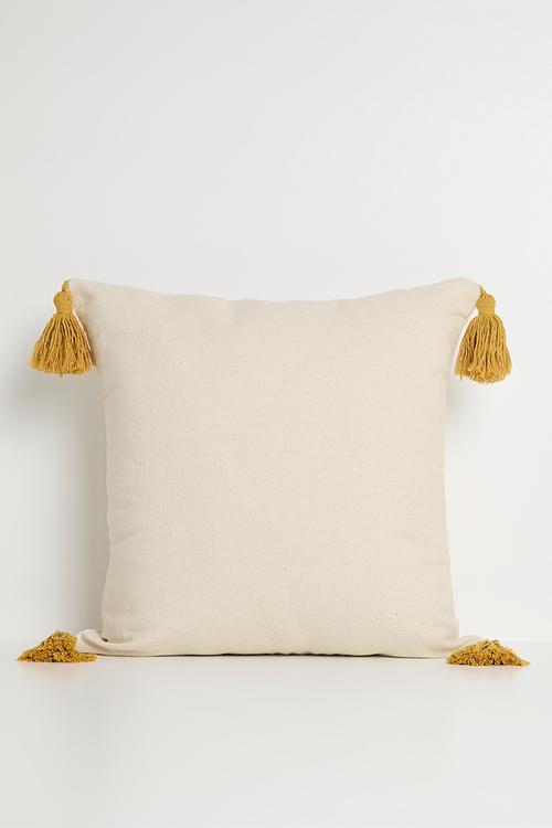 Tufted sun placement cushion cover - off white/mustard