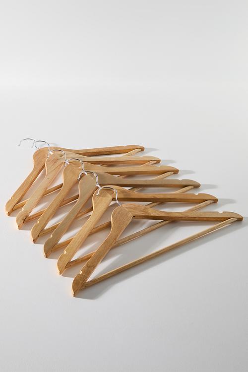 Basic wood clothes hanger set of 6 - natural