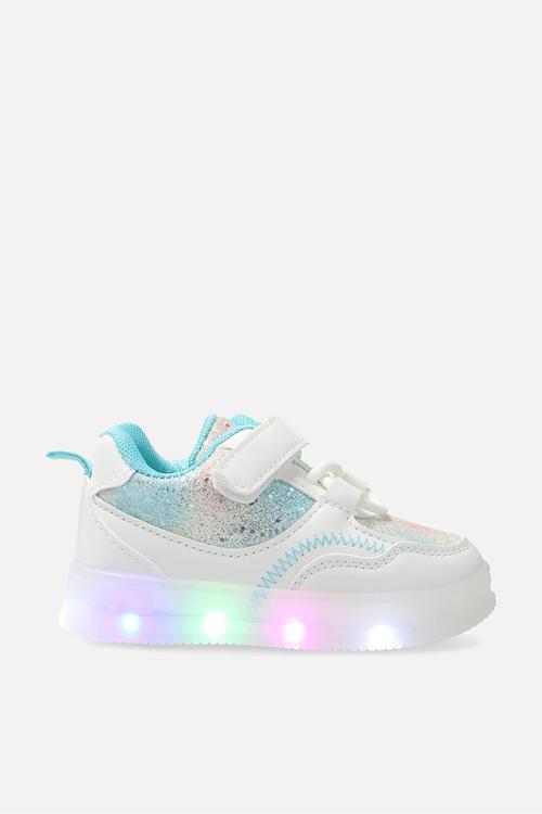 Light-up sneakers with adjustable fasteners - blue/white