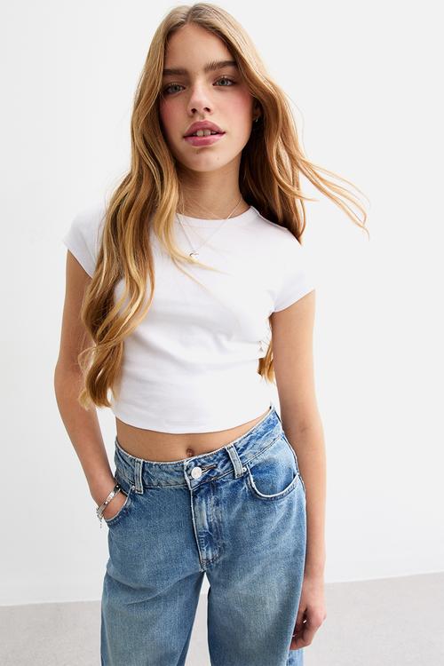Cap slv baby tee - white