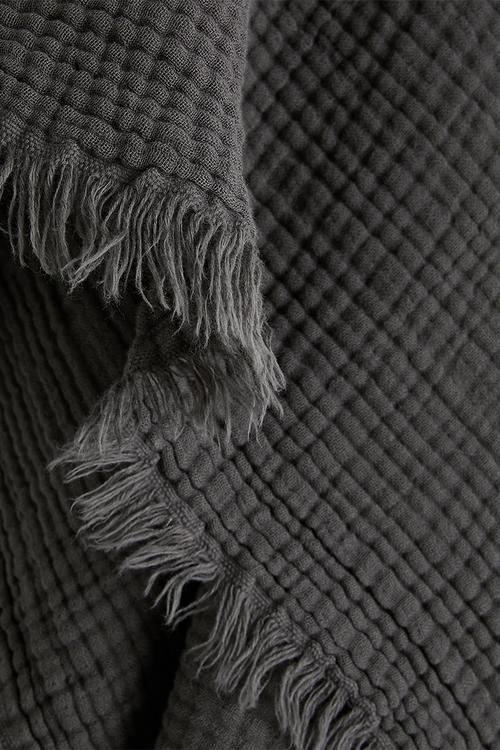 Muslin throw - dark charcoal