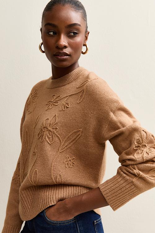 Floral chan jumper - camel