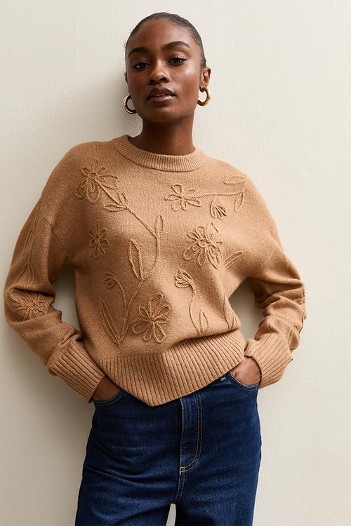 Floral chan jumper - camel