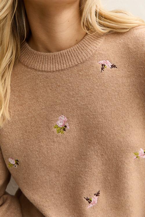 Embroidery jumper - camel