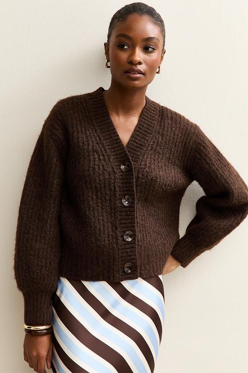 Cable cardigan - dk brown