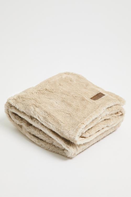Rabbit Faux Fur Bed Throw - Neutral