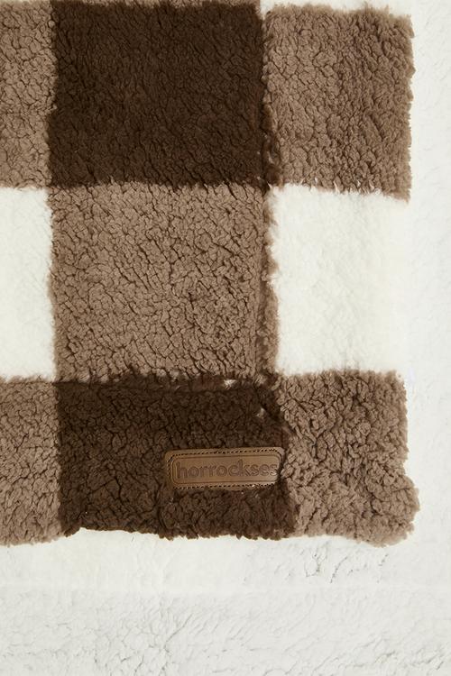 Scottish Check Sherpa Bed Blanket - Portabella