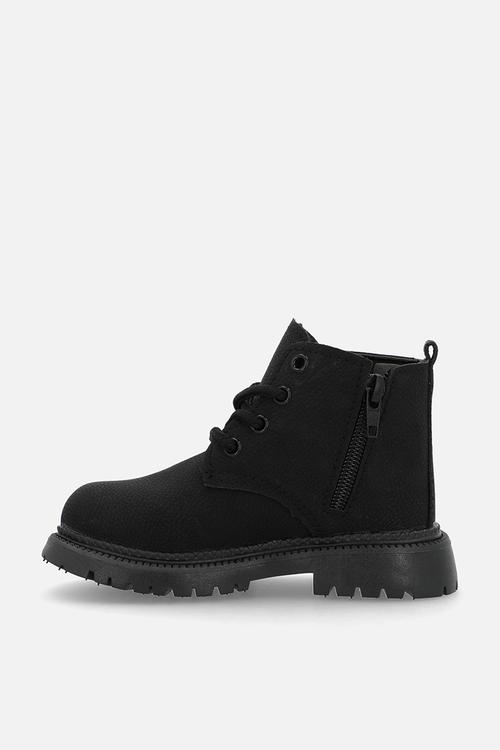 Suedette lace-up boots - black