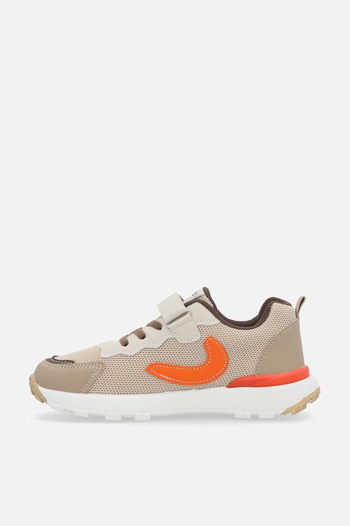 Colour block sneakers with adjustable fasteners - light brown/multi