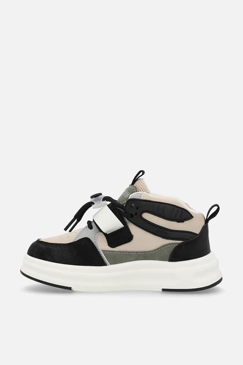 Colour block high top sneakers - beige/multi