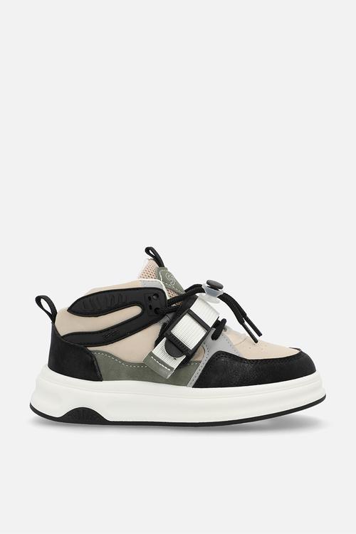 Colour block high top sneakers - beige/multi