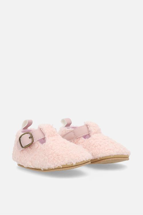 Teddy fleece mule shoes - pink