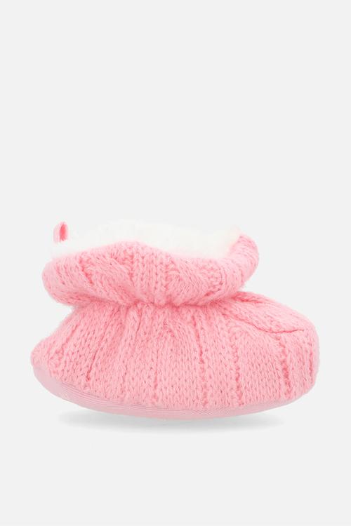 Knitted baby booties - pink