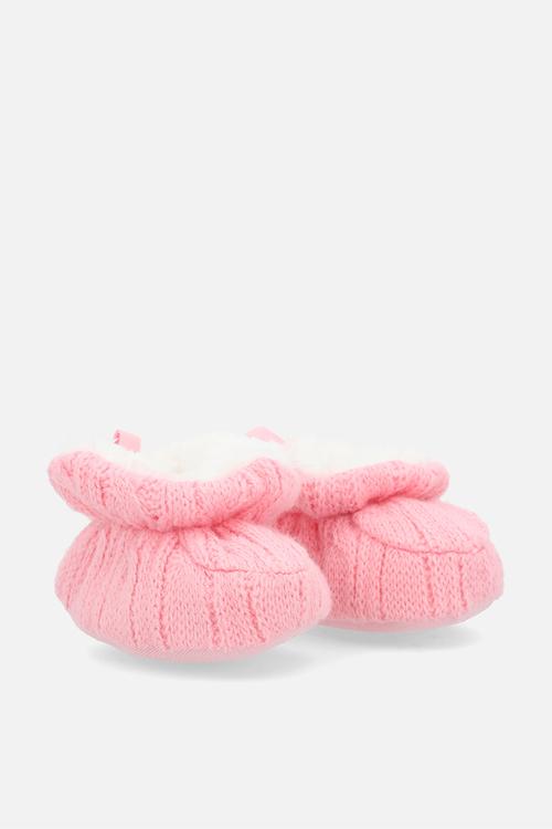 Knitted baby booties - pink