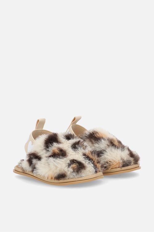 Ankle strap slippers - off white/leopard print