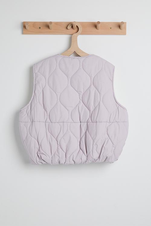 Onion quilted puffer vest with fleece lining - soft lilac
