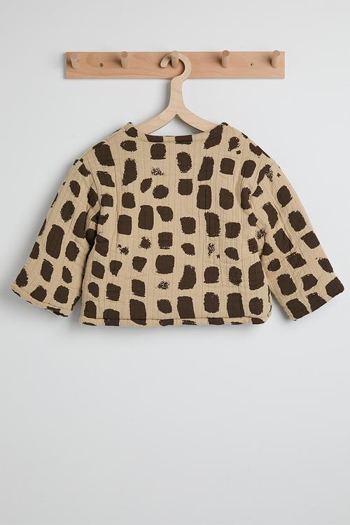 Aop collarless quilted jacket - light brown