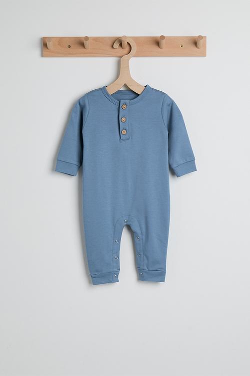 Henley-style romper - blue