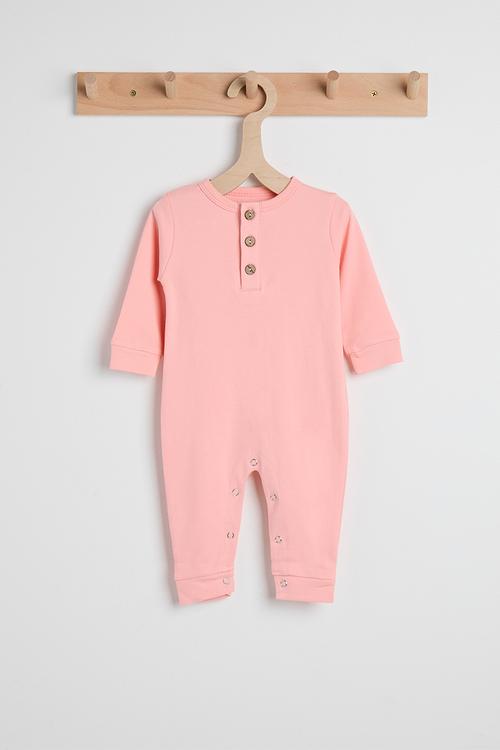 Henley-style romper - pink