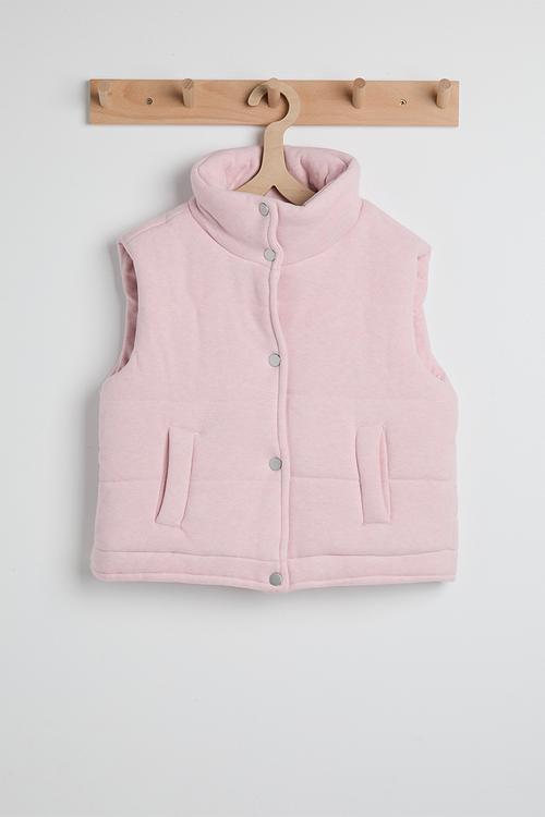 Corded fabric padded vest - soft pink