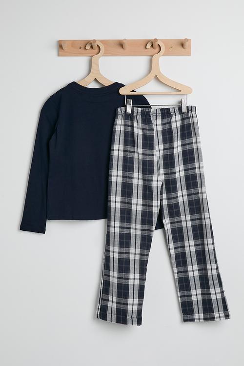 Tee & flannel pants pj set - navy