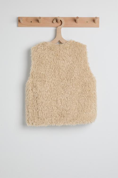 Furry vest with slingbag - beige