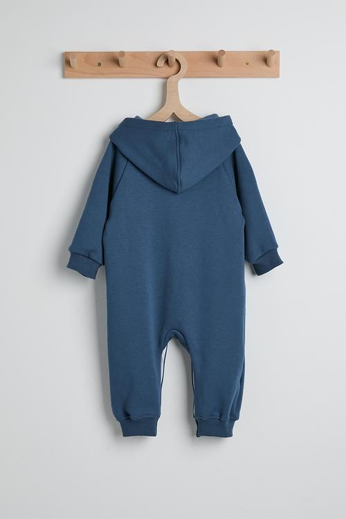 Raglan sleeve romper with fleece lining - sea blue