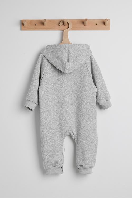 Raglan sleeve romper with fleece lining - light grey