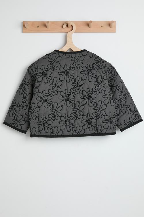 Embroidered quilted jacket - dark grey