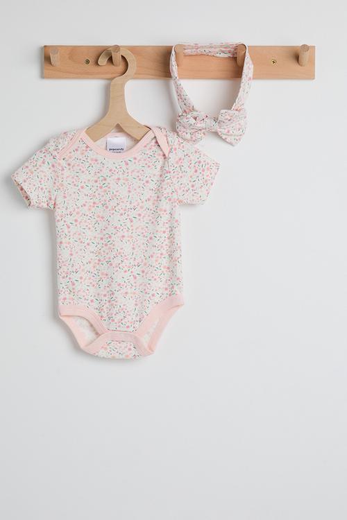 Ditsy floral body vest & headband - aop/pink