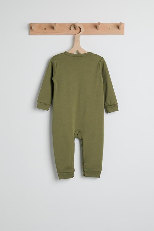 Henley-style romper - army green