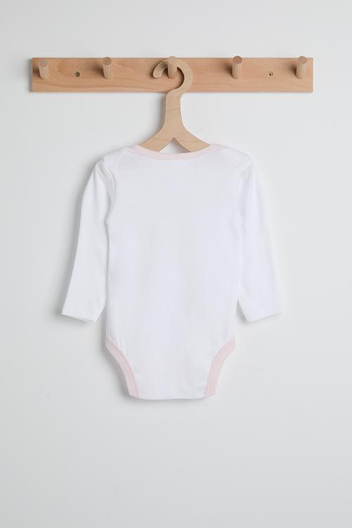 Baby deer placement bodysuit - white/pink