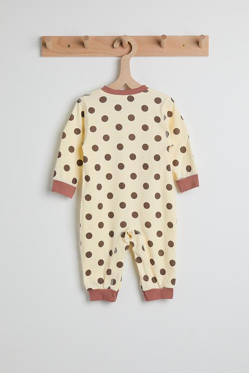Polka dot printed romper - cream/brown